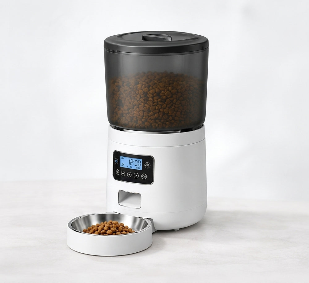 Distributeur de croquettes automatique pour chien et chat – Contenance de 4L en Acier Inoxydable avec Écran LCD.